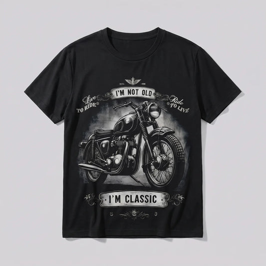 EKON Retro Rider Black Motorcycle T-Shirt