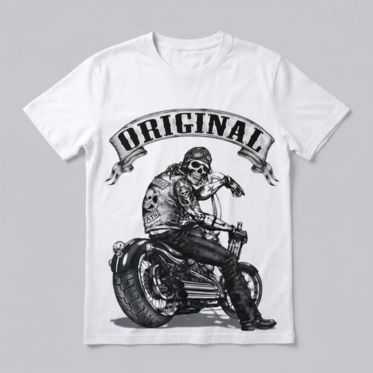 EKON Original Biker Skull Graphic T-Shirt