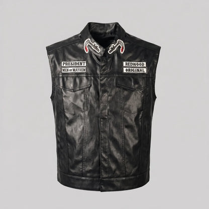 EKON Skull Patch Biker Vest