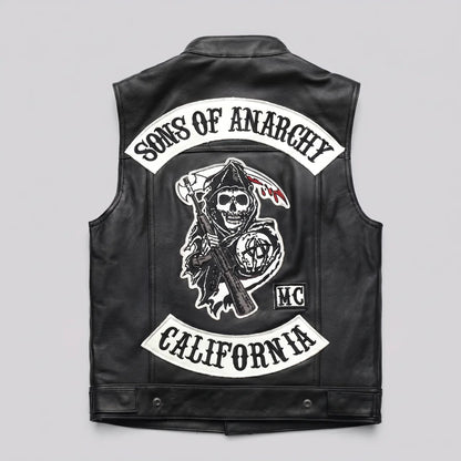 EKON Skull Patch Biker Vest 4XL