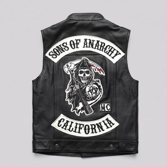 EKON Skull Patch Biker Vest