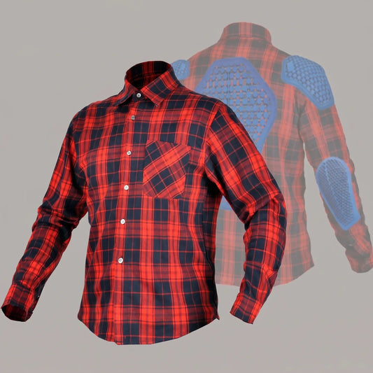 EKON Plaid Protective Biker Shirt