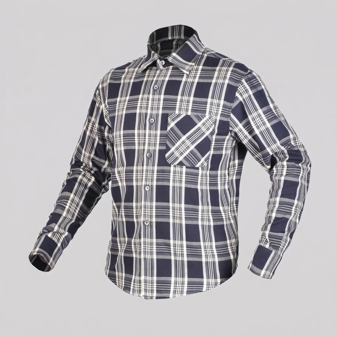 EKON Plaid Protective Biker Shirt Blue
