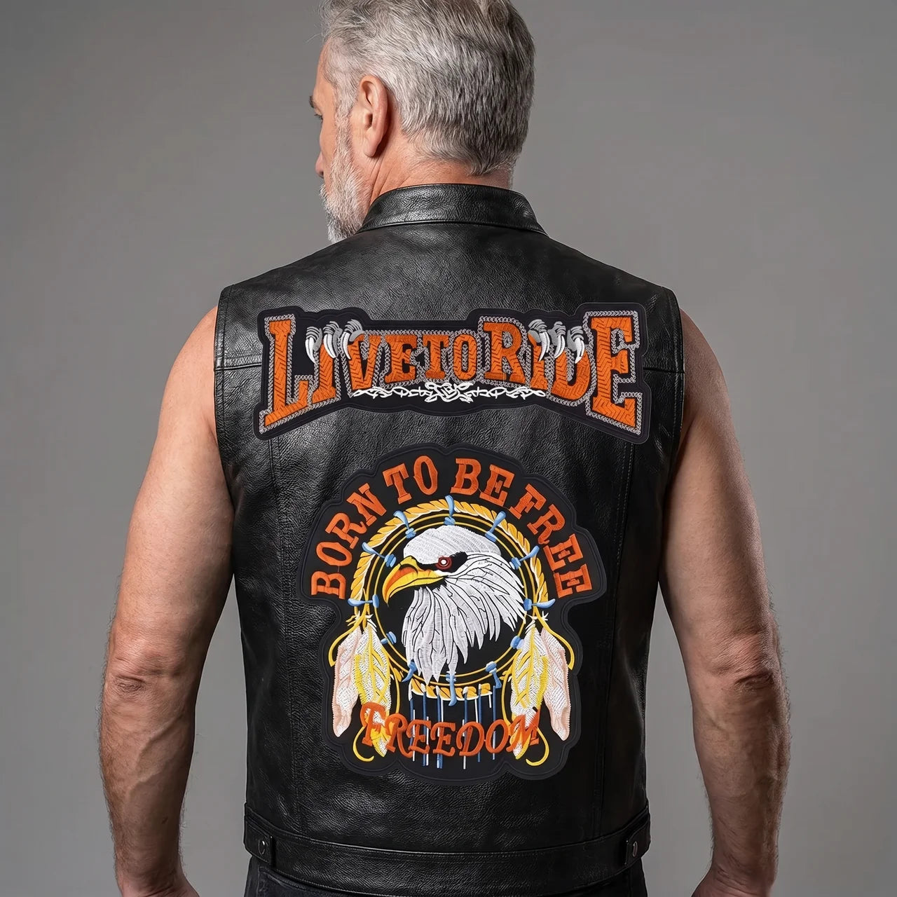 EKON Eagle Patch Biker Vest