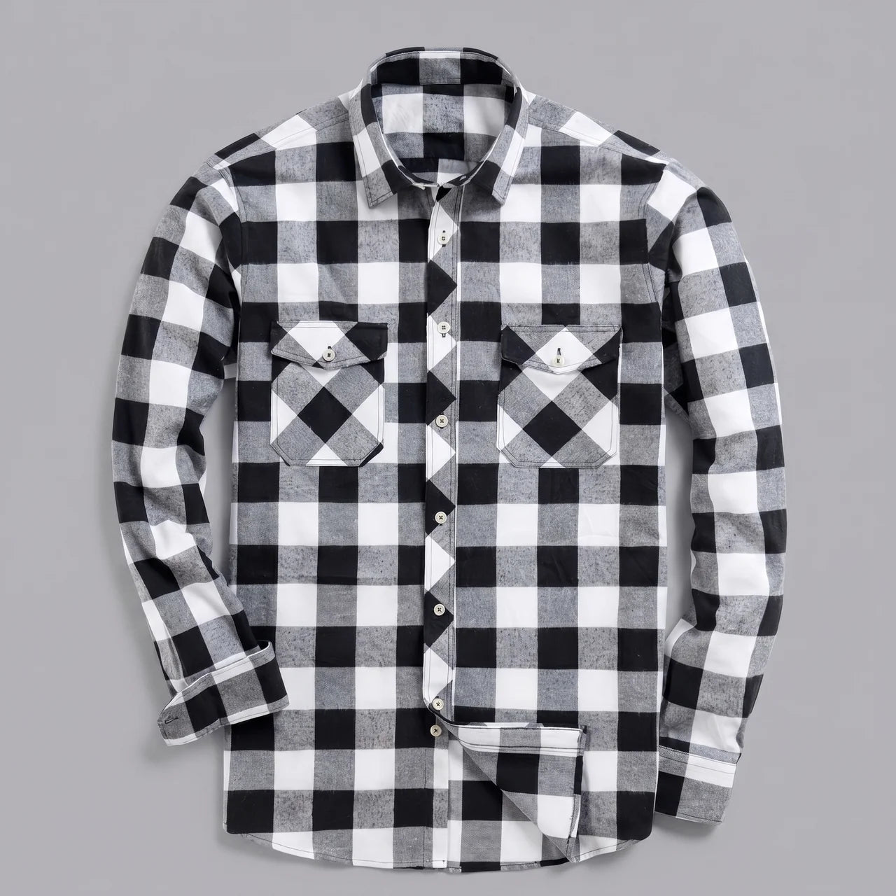 EKON Plaid Motorcycle Shirt Black