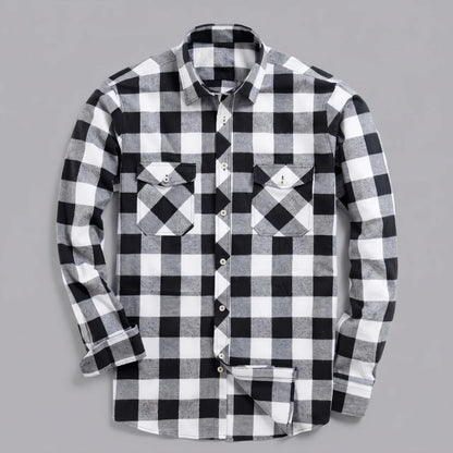 EKON Plaid Motorcycle Shirt Black
