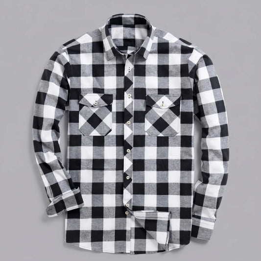EKON Plaid Motorcycle Shirt Black