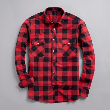EKON Plaid Motorcycle Shirt Red