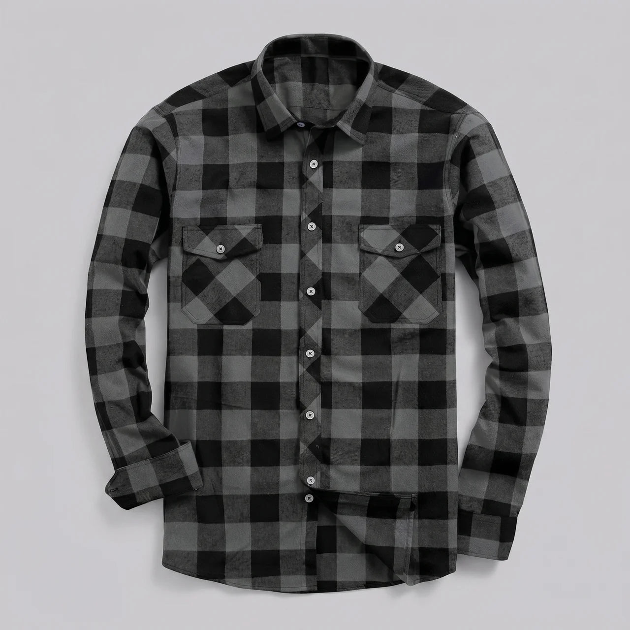 EKON Plaid Motorcycle Shirt Gray