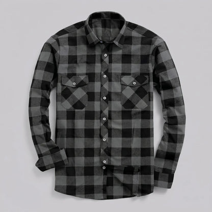 EKON Plaid Motorcycle Shirt Gray