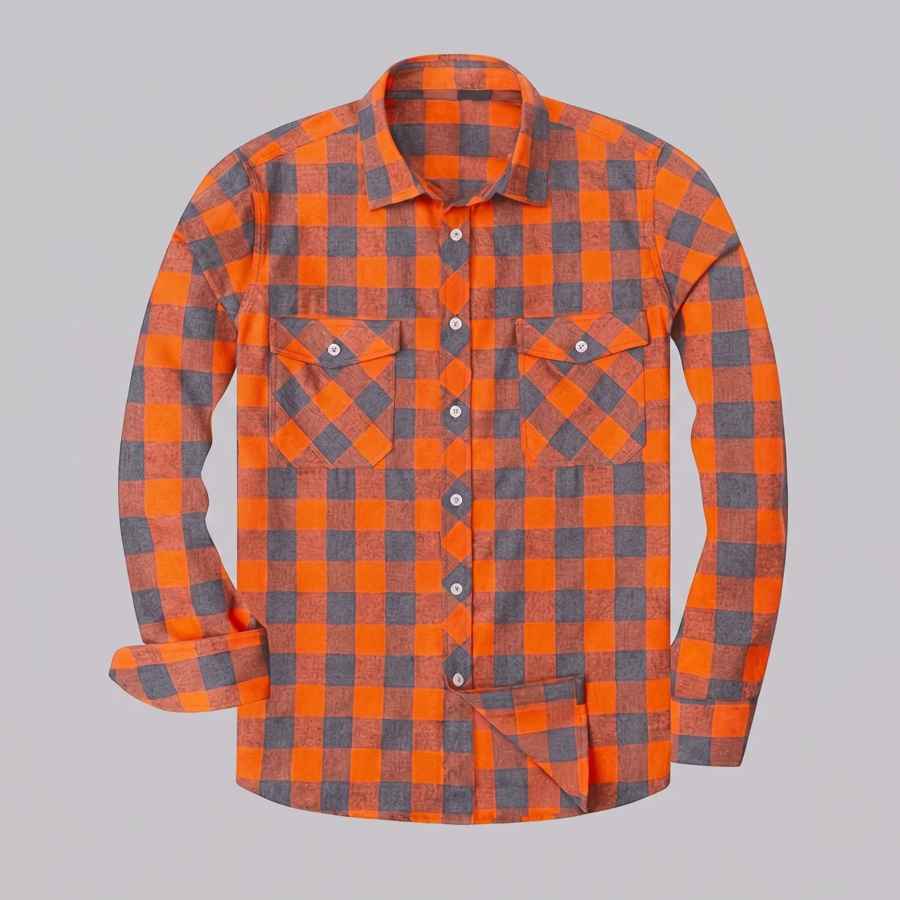 EKON Plaid Motorcycle Shirt Orange