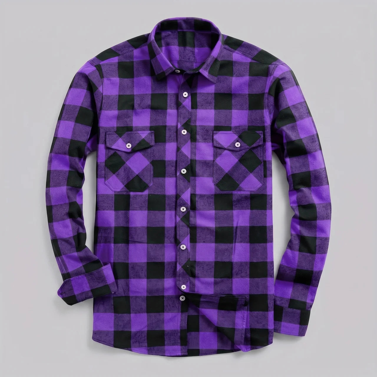 EKON Plaid Motorcycle Shirt Purple