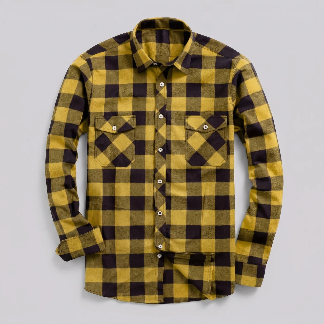 EKON Plaid Motorcycle Shirt Yellow