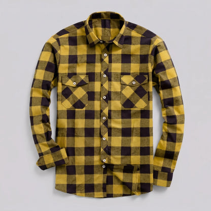 EKON Plaid Motorcycle Shirt Yellow