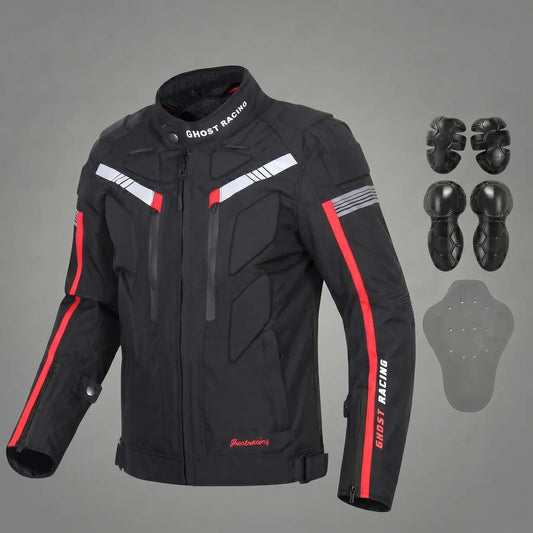 EKON Men’s Reinforced Waterproof Motorcycle Jacket Black