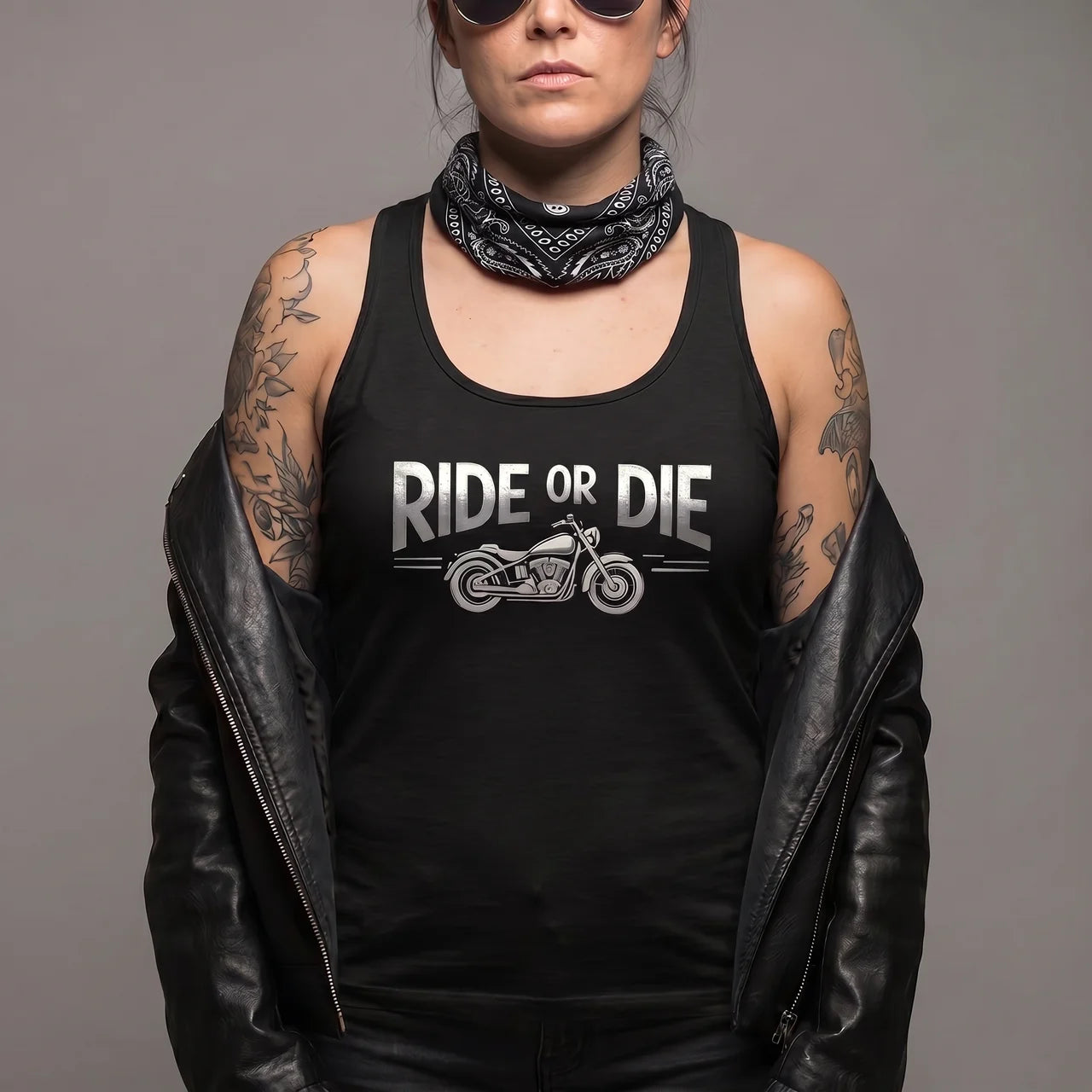 EKON Vintage Lace Biker Tank Top