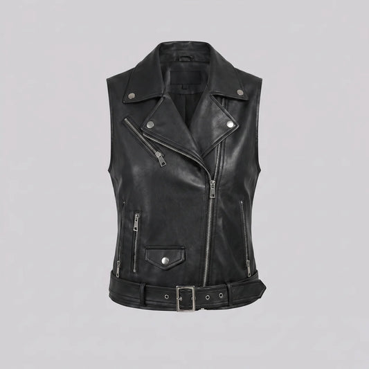 EKON Women's Belted Moto Vest