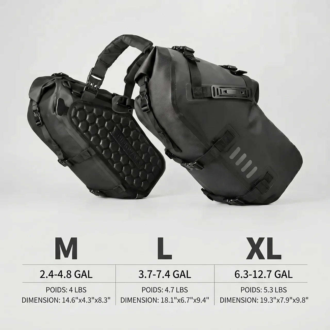 EKON 2-Piece Waterproof Moto Saddle Bags XL