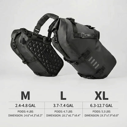 EKON 2-Piece Waterproof Moto Saddle Bags XL