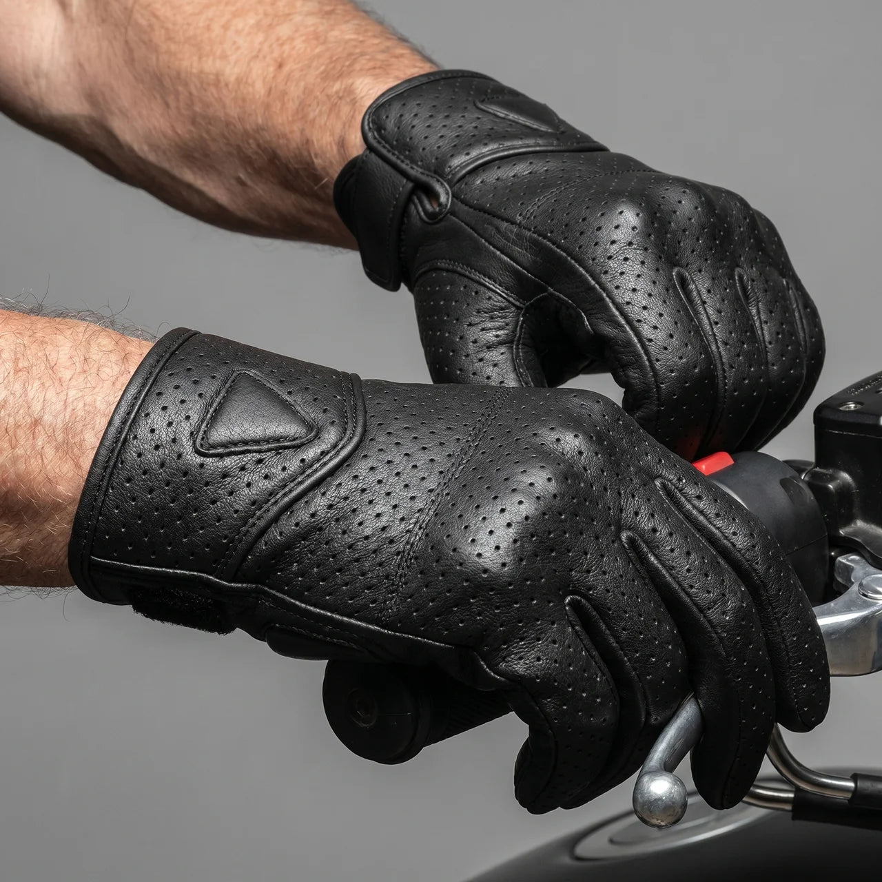 EKON Perforated Leather Moto Gloves
