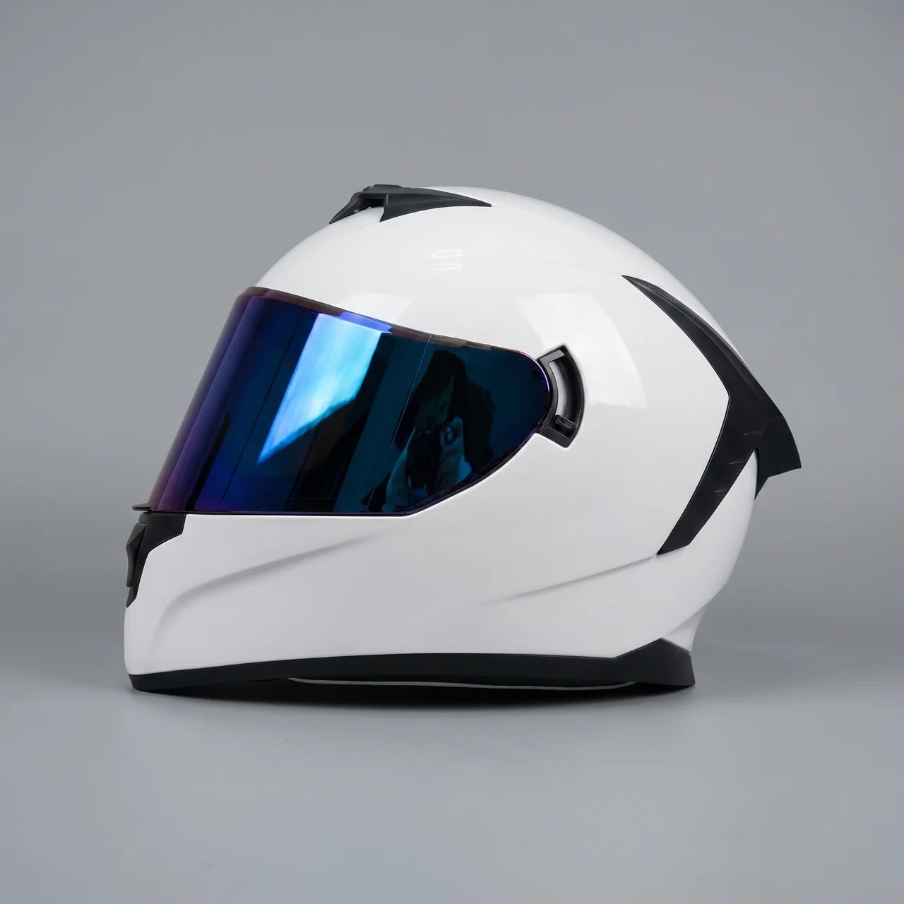 EKON White Racing Full-Face Helmet