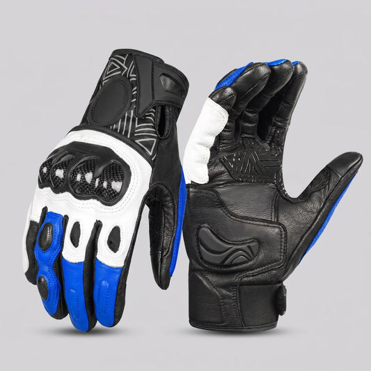 EKON Carbon Lambskin Riding Gloves Blue