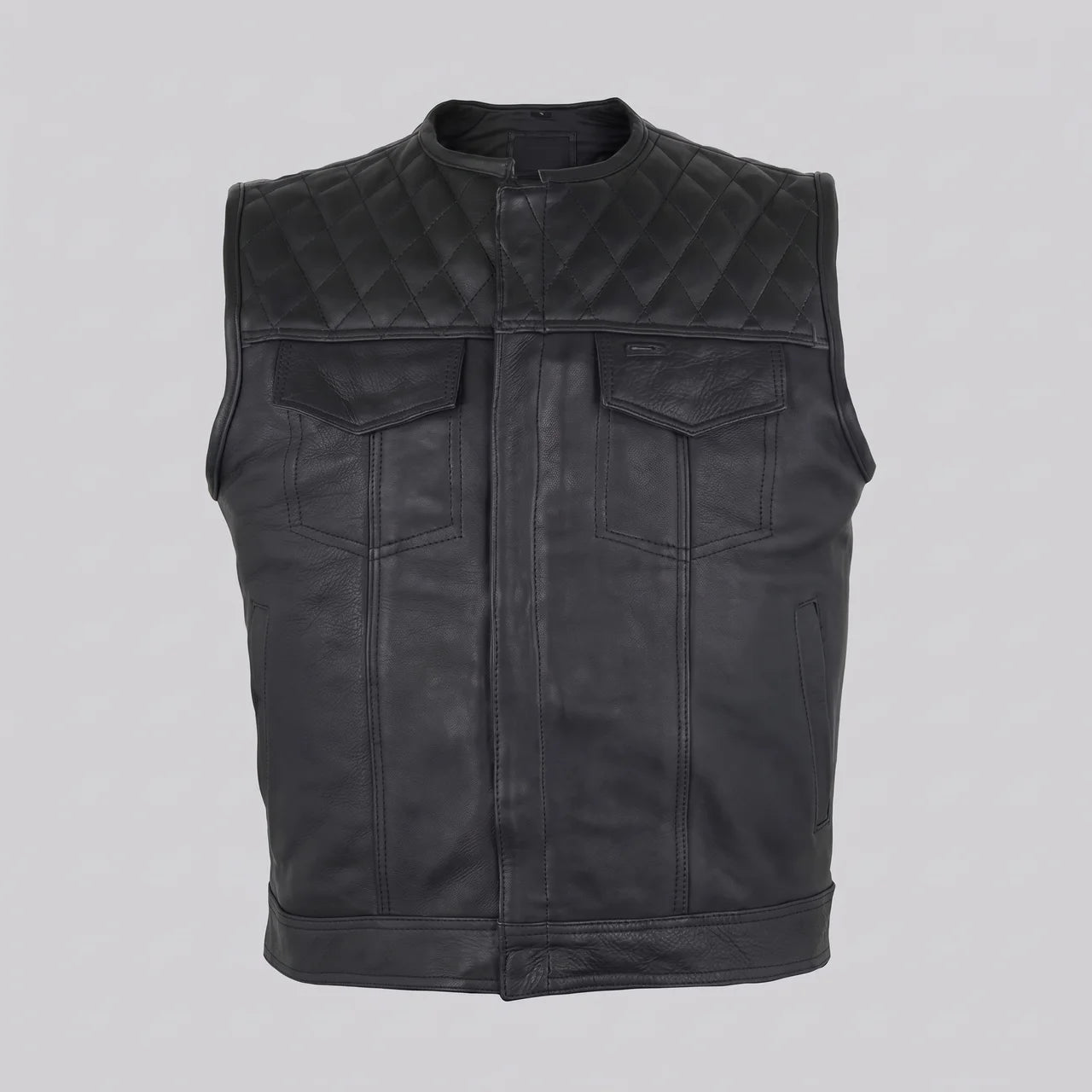 EKON Blackline Leather Moto Vest