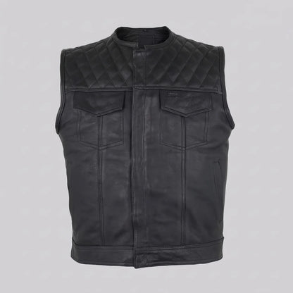 EKON Blackline Leather Moto Vest
