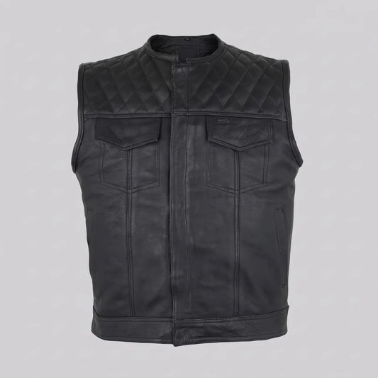EKON Blackline Leather Moto Vest