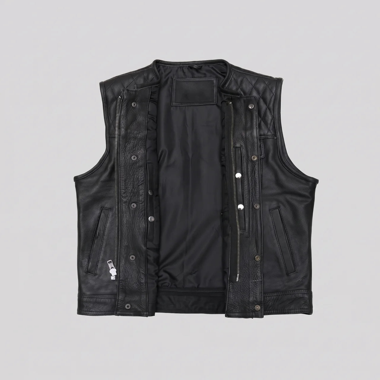 EKON Blackline Leather Moto Vest