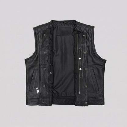 EKON Blackline Leather Moto Vest
