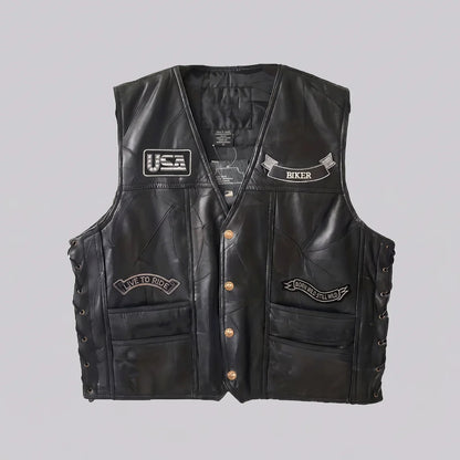 EKON Patchwork Moto Vest