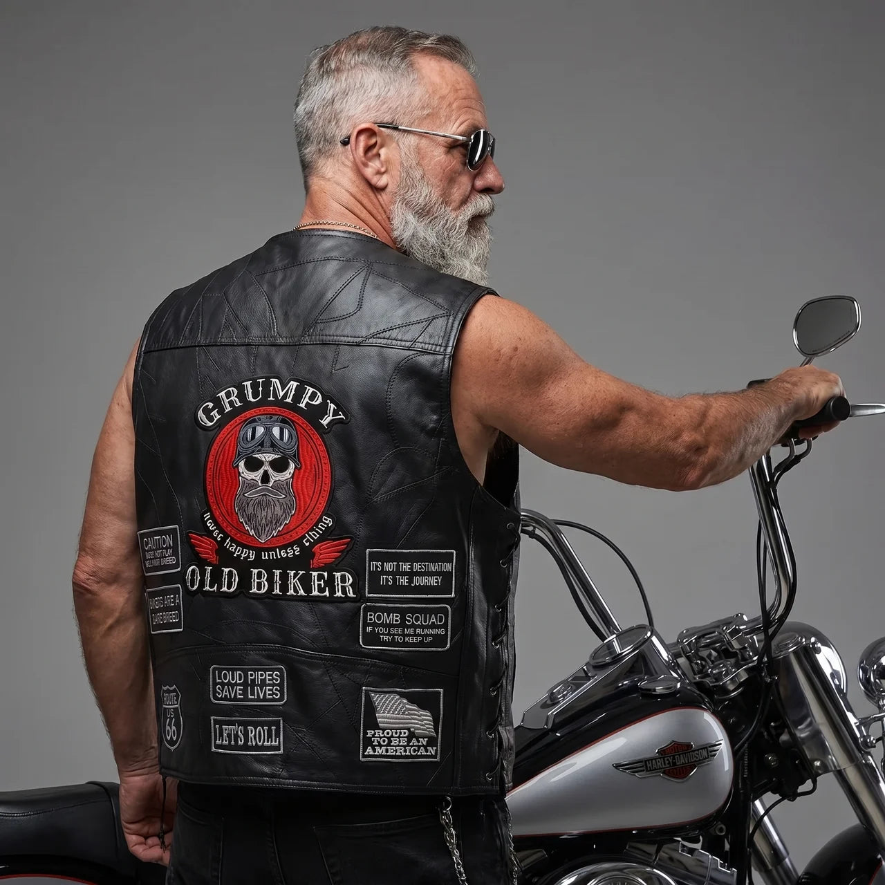 EKON Patchwork Moto Vest