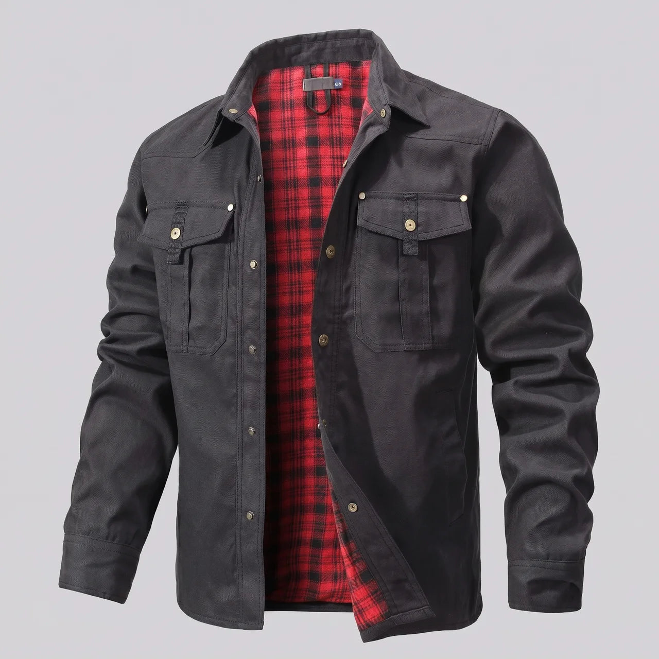 EKON Plaid-Lined Western Jacket Black