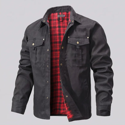 EKON Plaid-Lined Western Jacket Black