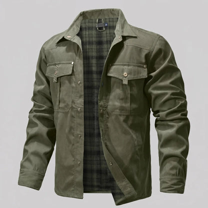 EKON Plaid-Lined Western Jacket Army Green