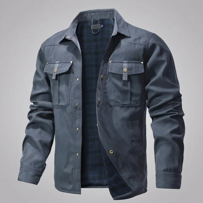 EKON Plaid-Lined Western Jacket Blue
