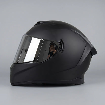 EKON Silver-Finish Visor Full-Face Helmet