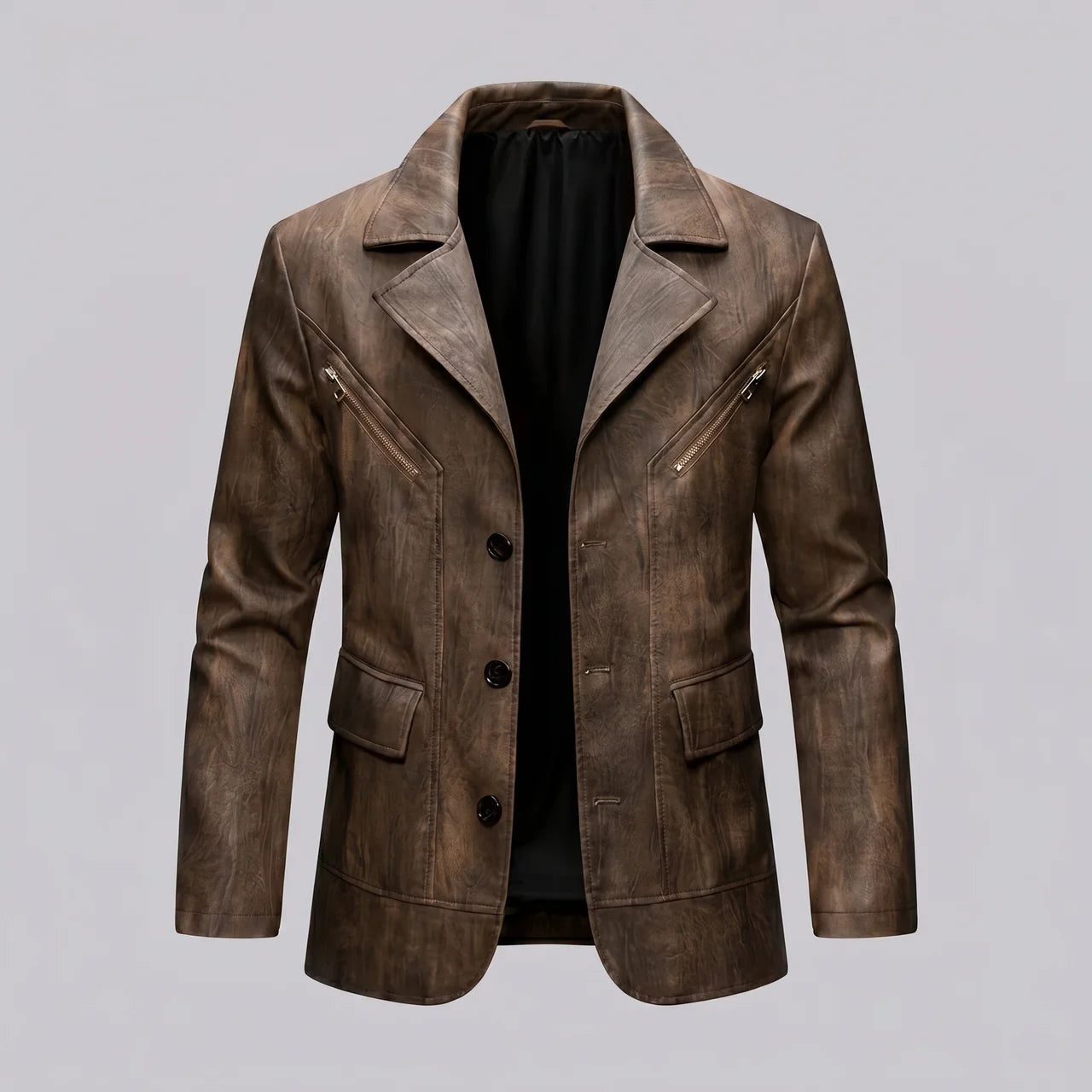 EKON Vintage Moto Blazer Jacket Brown