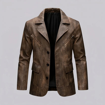 EKON Vintage Moto Blazer Jacket Brown