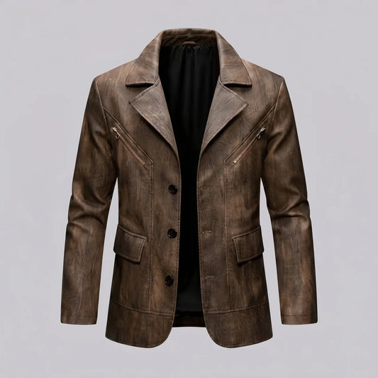 EKON Vintage Moto Blazer Jacket Brown