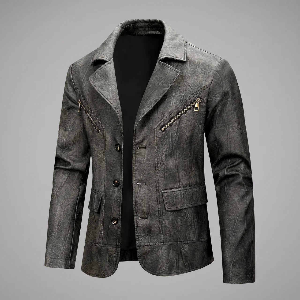 EKON Vintage Moto Blazer Jacket Black