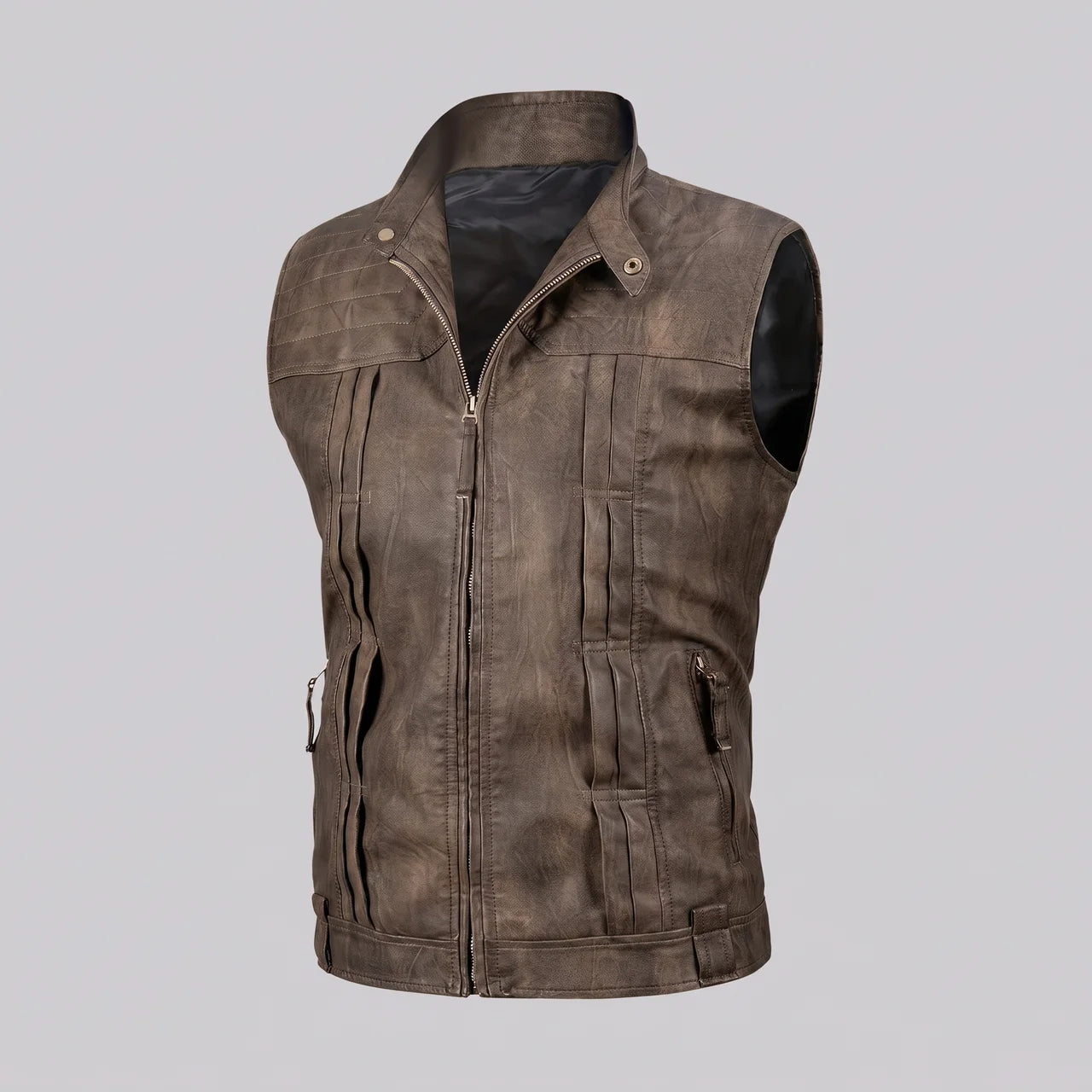 EKON Vintage Zip Moto Vest