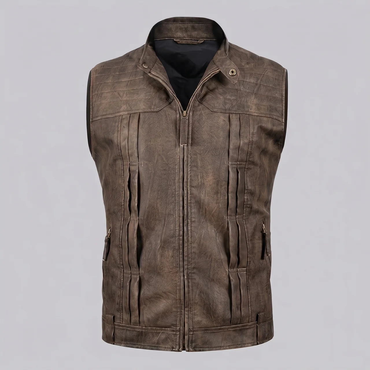 EKON Vintage Zip Moto Vest