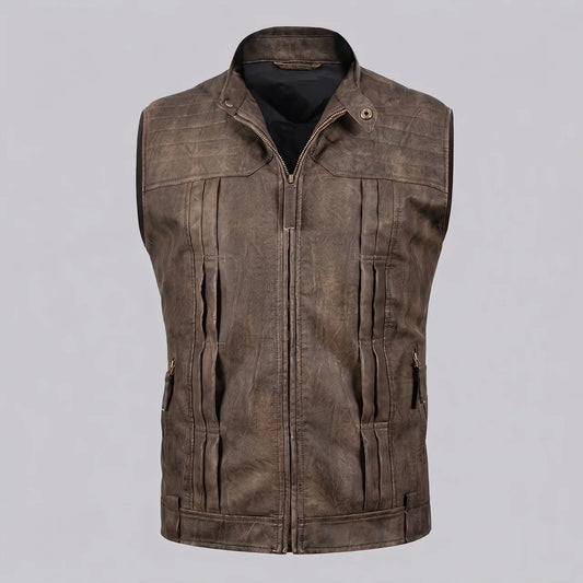 EKON Vintage Zip Moto Vest