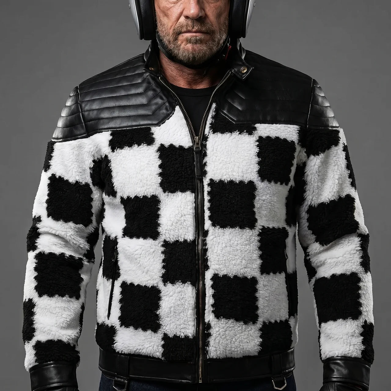 EKON Checkerboard Moto Jacket