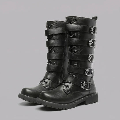 EKON Men’s Side-Zip Buckle Moto Boots