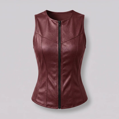 EKON Sculpted Slim Zip Vest Red