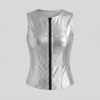 EKON Sculpted Slim Zip Vest Silver