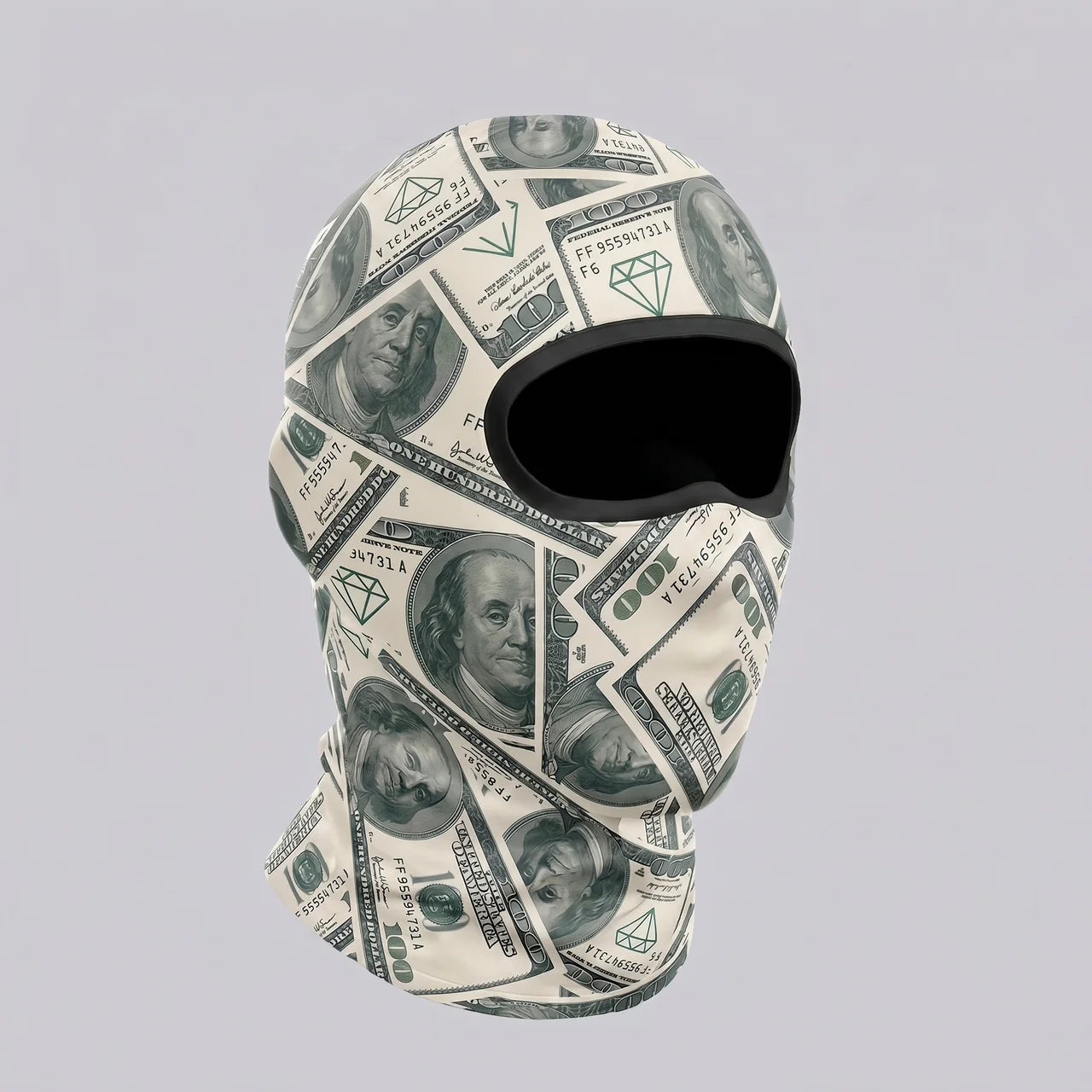 EKON Money-Print Riding Balaclava Green Print